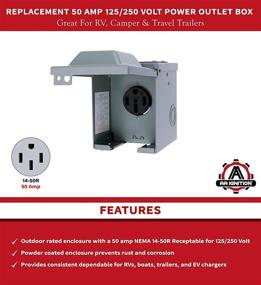 img 3 attached to 🔌 AA Ignition 50 Amp 125/250 Volt Power Outlet Box - Lockable Enclosure for RV, Campers, Travel Trailer, Motorhome, Electric Car, Generator - Weatherproof NEMA 14-50R Receptacle Panel