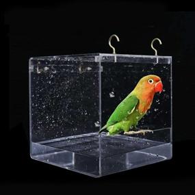 img 4 attached to 🐦 Kangkangk Cube Bird Bathtub: A Convenient Shower Box Bowl with Hooks for Little Bird Parrots Crested Myna