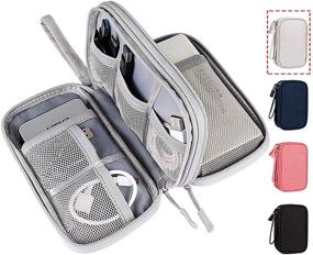 img 4 attached to 📱 Водонепроницаемая сумка для электронных устройств: Портативная сумка для аксессуаров путешествий, предназначенная для хранения кабелей, зарядных кабелей, мобильного телефона, пауэрбанка - идеальна для упорядочивания кабелей и детских ручек.