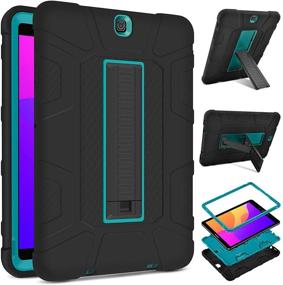 img 4 attached to 📱 Shockproof Rugged Armor Full-Body Kickstand Protective Cover for Samsung Galaxy Tab S2 9.7” SM-T810/T813/T815 (2015) - Black & Blue