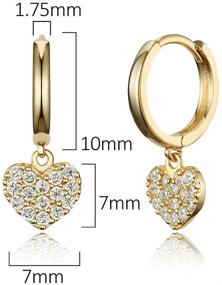 img 3 attached to 👶 Baby Girls Hoop Earrings - 14k Gold Plated Brass Heart Plain Huggy