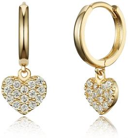 img 4 attached to 👶 Baby Girls Hoop Earrings - 14k Gold Plated Brass Heart Plain Huggy