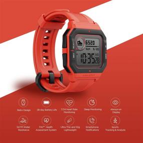 img 3 attached to Amazfit Neo Фитнес Ретро Смарт-часы: Отслеживание тренировок в реальном времени, мониторинг сердечного ритма и сна, батарея на 28 дней, уведомления, защита от воды - Оранжевые