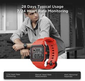 img 1 attached to Amazfit Neo Фитнес Ретро Смарт-часы: Отслеживание тренировок в реальном времени, мониторинг сердечного ритма и сна, батарея на 28 дней, уведомления, защита от воды - Оранжевые