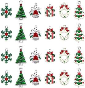 img 4 attached to Set of 24 Christmas Charm Pendants - Assorted Snowflake, Xmas Tree, Wreath, Garland, Gift Box Bells - Dangle Pendant for Earrings, Necklace, Bracelet - DIY Jewelry Making, Crafting Decorations - Cute Craft Accessories