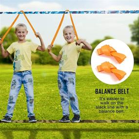 img 1 attached to 🧒 Kids Ninja Warrior Obstacle Course - 2 x 50' Ninja Slackline with 12 Accessories: Swings, Rope Ladders, Rings, Ninja Rings, and more