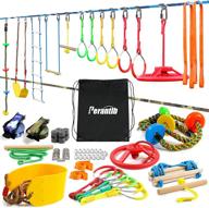 🧒 kids ninja warrior obstacle course - 2 x 50' ninja slackline with 12 accessories: swings, rope ladders, rings, ninja rings, and more логотип