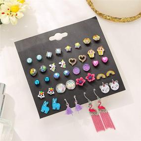 img 2 attached to 💎 NEWITIN Colorful Hypoallergenic Earrings - Stainless Steel Girls' Jewelry