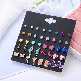 img 3 attached to 💎 NEWITIN Colorful Hypoallergenic Earrings - Stainless Steel Girls' Jewelry