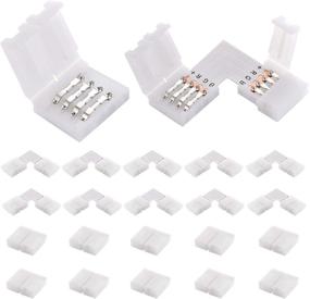 img 4 attached to 🔌 Enhance Your LED Lighting with 4 Pin RGB LED Light Strip Connectors - 10Pcs L Shape, 10Pcs Gapless - Compatible with SMD 5050 Multicolor LED Strip (20Pcs)