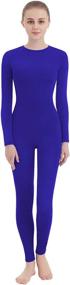 img 4 attached to 👖 Versatile Unisex Spandex Full Body Unitard with Crew Neck - Footed/Footless - Long Sleeve