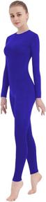 img 1 attached to 👖 Versatile Unisex Spandex Full Body Unitard with Crew Neck - Footed/Footless - Long Sleeve