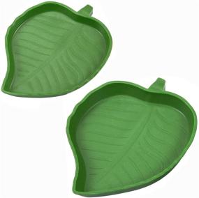 img 1 attached to 🦎 Reptile Bowl - Food and Water Dish for Corn Snakes and Tortoise - Large and Small Leaves Shaped - Pack of 2