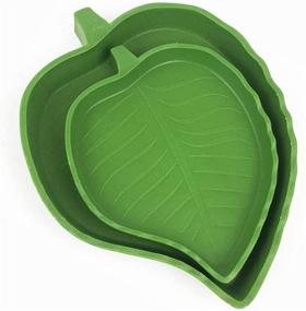 img 4 attached to 🦎 Reptile Bowl - Food and Water Dish for Corn Snakes and Tortoise - Large and Small Leaves Shaped - Pack of 2