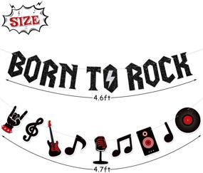 img 2 attached to 🎸 Born to Rock Glitter Banner: 1950's Rock and Roll Party Decorations and Music Theme Baby 1st Birthday Supplies with Music Note Garland