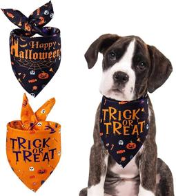 img 4 attached to 🎃 Spooktacular Halloween Dog Bandana: Reversible Fall Pumpkin Ghost Skeleton Design - Perfect for Trick or Treat Adventures! Ideal Costume for Large, Medium, Small Dogs & Cats - 2 Pack