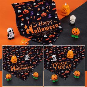 img 1 attached to 🎃 Spooktacular Halloween Dog Bandana: Reversible Fall Pumpkin Ghost Skeleton Design - Perfect for Trick or Treat Adventures! Ideal Costume for Large, Medium, Small Dogs & Cats - 2 Pack