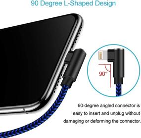 img 2 attached to IPhone Charger 10Ft 90 Degree Lightning Cable 3 Pack IPhone Charging Cable Right Angle Nylon Braided Fast Charger Cord Compatible With IPhone 12 11 Xs MAX XR X 8 7 6S (Blue)