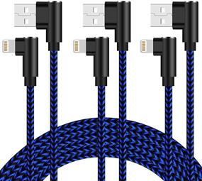 img 4 attached to IPhone Charger 10Ft 90 Degree Lightning Cable 3 Pack IPhone Charging Cable Right Angle Nylon Braided Fast Charger Cord Compatible With IPhone 12 11 Xs MAX XR X 8 7 6S (Blue)