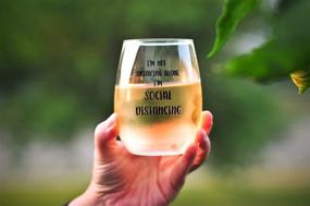 img 2 attached to 🍷 Impressively Social Distancing with 'I'm Not Drinking Alone' Wine Glass - A Fun Addition to Your Collection