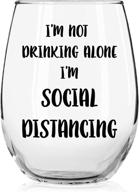 🍷 impressively social distancing with 'i'm not drinking alone' wine glass - a fun addition to your collection logo