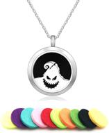 azneck stainless steel nightmare before christmas pendant aromatherapy essential oil diffuser necklace halloween perfume locket jewelry with adjustable chain necklaces logo