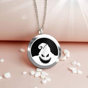 img 2 attached to AZNECK Stainless Steel Nightmare Before Christmas Pendant Aromatherapy Essential Oil Diffuser Necklace Halloween Perfume Locket Jewelry with Adjustable Chain Necklaces