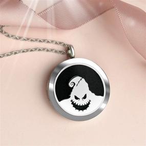 img 1 attached to AZNECK Stainless Steel Nightmare Before Christmas Pendant Aromatherapy Essential Oil Diffuser Necklace Halloween Perfume Locket Jewelry with Adjustable Chain Necklaces