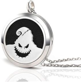 img 3 attached to AZNECK Stainless Steel Nightmare Before Christmas Pendant Aromatherapy Essential Oil Diffuser Necklace Halloween Perfume Locket Jewelry with Adjustable Chain Necklaces