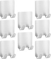 premium stainless steel adhesive razor hooks (8 pack) - waterproof, no drilling shaver holder for kitchen, bathroom, and toilet - heavy duty self adhesive hooks - multi purpose shaver hook logo