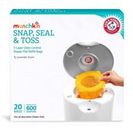 munchkin arm and hammer diaper pail refill bags - snap, seal and toss, 600 diapers, white (20 ct) logo
