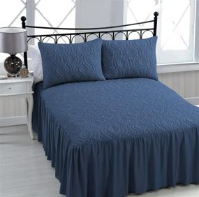 img 1 attached to 🛏️ Navy Queen Bedspread Set: Avondale Manor 3 Piece Samantha Bedspread