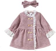 👗 cute kids solid ruffle long sleeve sweater dress for toddler baby girls - fall winter warm outfit clothes logo