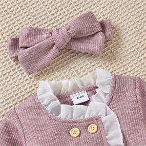 img 1 attached to 👗 Cute Kids Solid Ruffle Long Sleeve Sweater Dress for Toddler Baby Girls - Fall Winter Warm Outfit Clothes