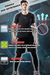 img 1 attached to CLEMOR Men's 6Pcs Compression Workout Clothes Set 👕 with Long Sleeve Jacket, Pants, Shirt, and Face Cover