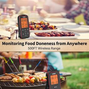 img 3 attached to 🔥 YIOU Wireless Meat Thermometer for Cooking: Accurate & Fast Digital Thermometer with 4 Probes for Oven, Smoker, Red (500FT range)