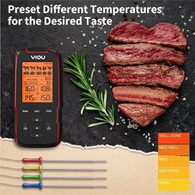 img 1 attached to 🔥 YIOU Wireless Meat Thermometer for Cooking: Accurate & Fast Digital Thermometer with 4 Probes for Oven, Smoker, Red (500FT range)