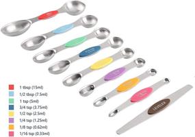 img 3 attached to Stainless Steel Magnetic Measuring Spoons: Set with 8 Double Sided Spoons, Leveler, and 5 Mini Spoons - Ideal for Dry and Liquid Ingredient Measurement (Color Options)