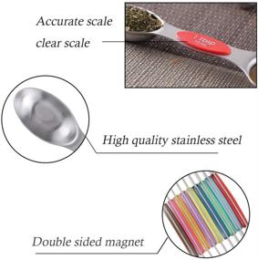 img 2 attached to Stainless Steel Magnetic Measuring Spoons: Set with 8 Double Sided Spoons, Leveler, and 5 Mini Spoons - Ideal for Dry and Liquid Ingredient Measurement (Color Options)