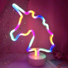 img 3 attached to 🦄 Vibrant Momkids Unicorn Neon Light: Colorful LED Bedside Lamp for Kids Room, Girls Bedroom, and Party Decorations - USB/Battery Powered