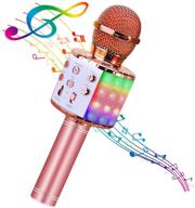 🎤беспроводной микрофон bluefire bluetooth 4 в 1 karaoke с led-подсветкой - портативный микрофон для детей и взрослых, идеальный подарок для детей, девочек, мальчиков (розовый) логотип