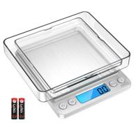 🍳 amir digital kitchen scale - 3000g capacity - accurate to 0.01oz/0.1g - pocket cooking scale - mini food scale - back-lit lcd display - tare & pcs functions - stainless steel - batteries included logo