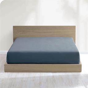 img 4 attached to 🌊 Bare Home 100% Organic Cotton Queen Fitted Bottom Sheet - Crisp Percale Weave - Lightweight & Breathable - Deep Pocket Fitted Sheet (Queen, Bering Sea) - Improved SEO