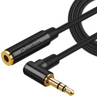 🎧 1.5ft black 3.5mm headphone extension cable, cablecreation right angle male to female audio stereo cable with silver-plating copper – compatible with iphones, tablets, sony beats, ps4 headset logo