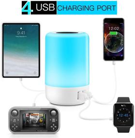 img 3 attached to Rechargeable Touch Sensor Table Lamp for Kids Bedroom - Dimmable Bedside Lamp with White Light + RGB Color Changing for Reading