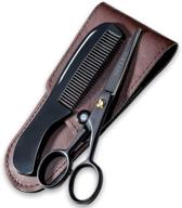 🧔 ontaki professional german beard & mustache scissors set with comb & carrying pouch - hand forged, bevel edge for precision - ultimate men’s grooming kit for facial hair, body hair - ideal for all hair types and styles (black) logo