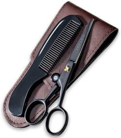 img 4 attached to 🧔 ONTAKI Professional German Beard & Mustache Scissors Set with Comb & Carrying Pouch - Hand Forged, Bevel Edge for Precision - Ultimate Men’s Grooming Kit for Facial Hair, Body Hair - Ideal for All Hair Types and Styles (Black)