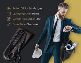 img 2 attached to 🧔 ONTAKI Professional German Beard & Mustache Scissors Set with Comb & Carrying Pouch - Hand Forged, Bevel Edge for Precision - Ultimate Men’s Grooming Kit for Facial Hair, Body Hair - Ideal for All Hair Types and Styles (Black)