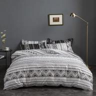 🛏️ iyoimono white and black bohemian bedding set twin size for kids & teens - geometric striped pattern reversible duvet cover set logo