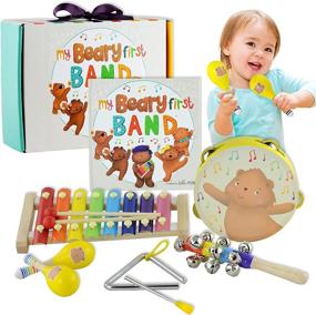 img 4 attached to 🎵 My First Musical Instruments Gift Set for Toddlers - Includes Storybook and Wooden Percussion Toys for Boys and Girls Ages 1-5 Years Old